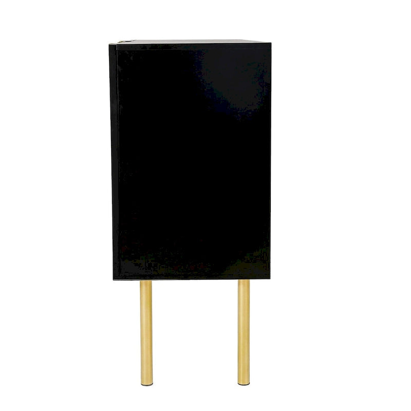 Fluted Door Sideboard Cabinet with Gold Metal Legs, Black or White