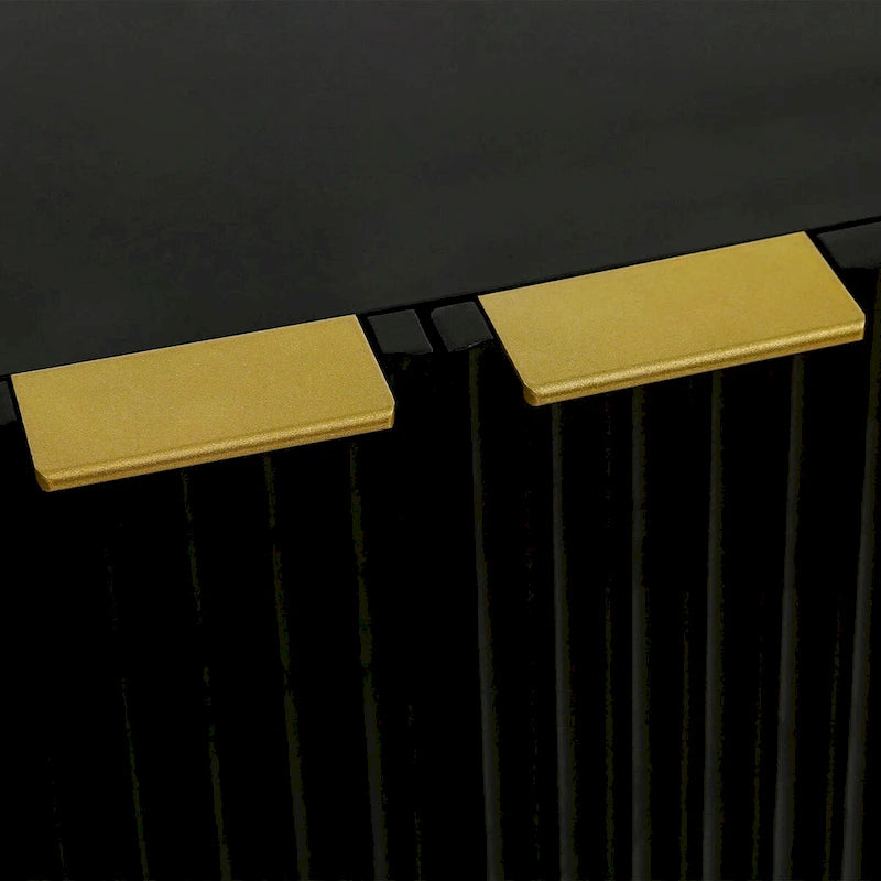 Fluted Door Sideboard Cabinet with Gold Metal Legs, Black or White