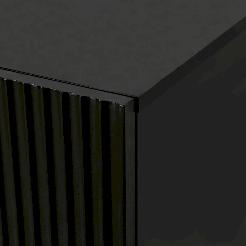 Fluted Door Sideboard Cabinet with Gold Metal Legs, Black or White