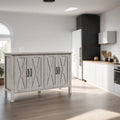 Farmhouse Buffet Cabinet with 4 Barn Doors Adjustable Shelves Gray
