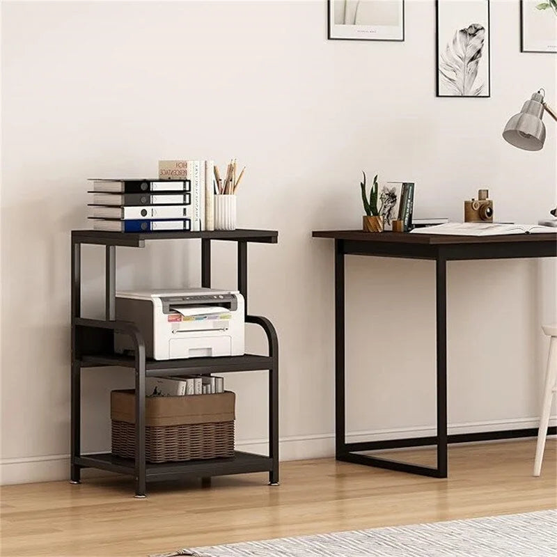 3-Tier Rolling Printer Stand with Wheels and Adjustable Feet White