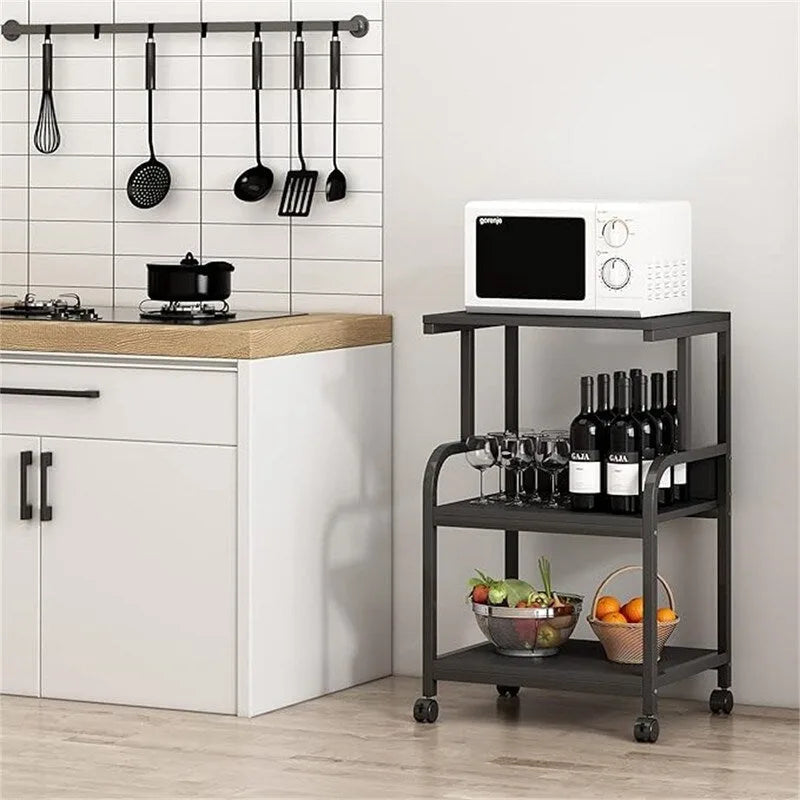 3-Tier Rolling Printer Stand with Wheels and Adjustable Feet White