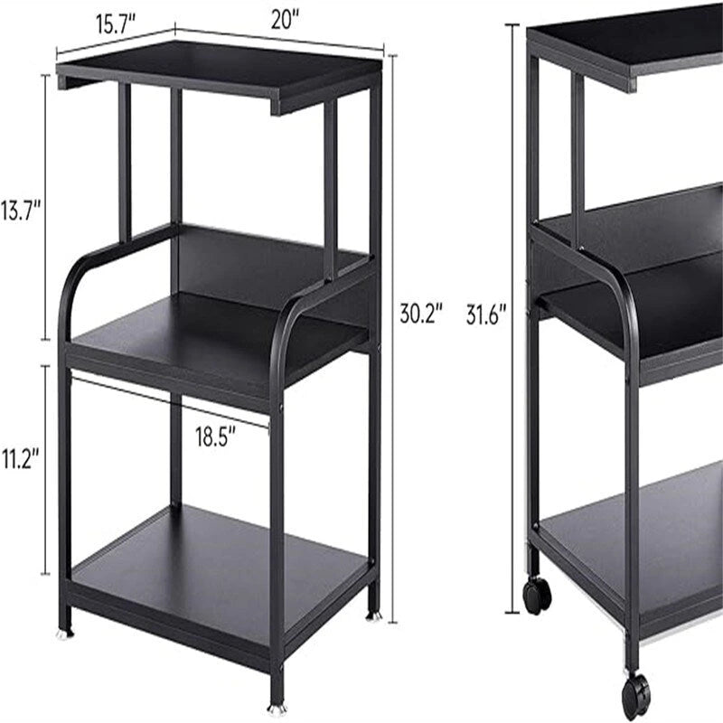 3-Tier Rolling Printer Stand with Wheels and Adjustable Feet White