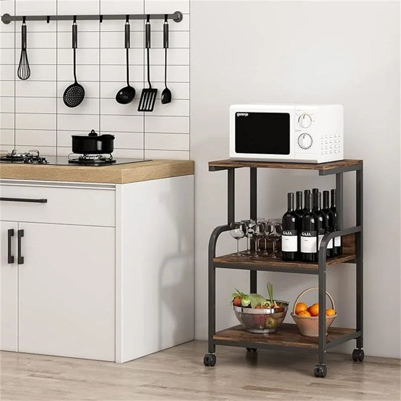 3-Tier Rolling Printer Stand with Wheels and Adjustable Feet White