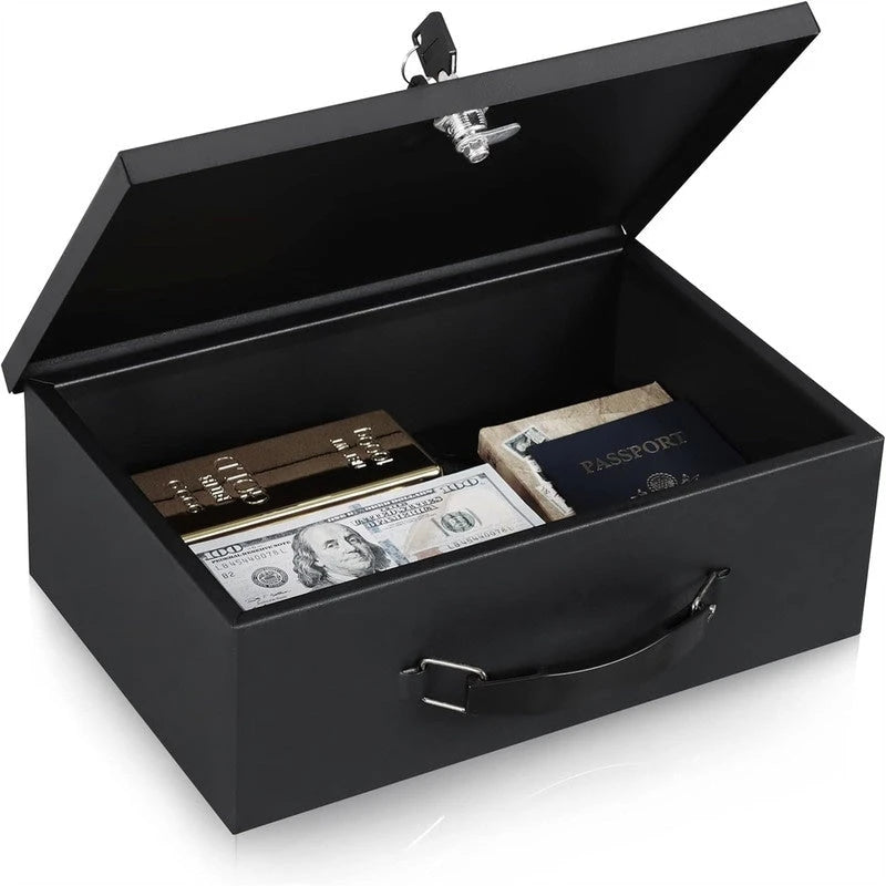 Steel Fireproof Security Box with Key Lock and Carry Handle