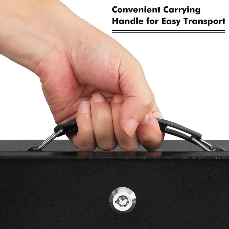 Steel Fireproof Security Box with Key Lock and Carry Handle