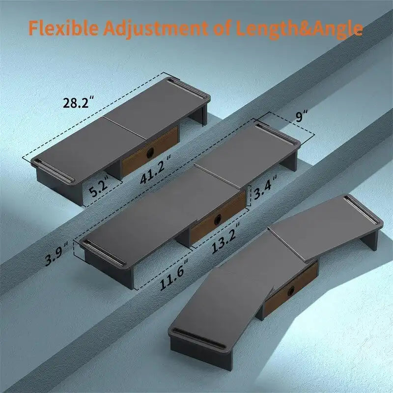 Adjustable Dual Monitor Stand Riser Desk Organizer with Storage Drawer Black