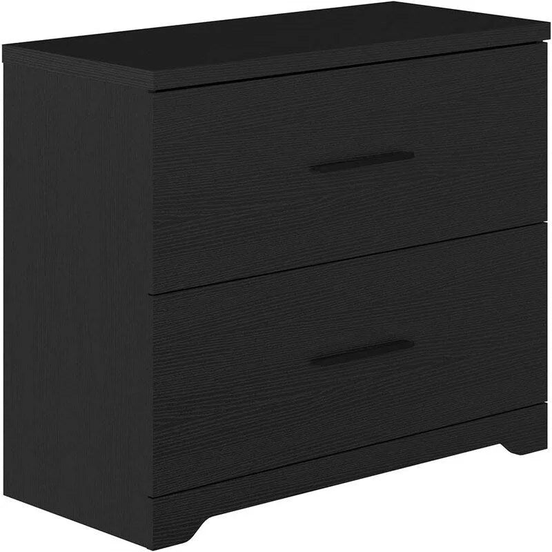 2-Drawer Wood Lateral File Cabinet with Full-Extension Glides White Black