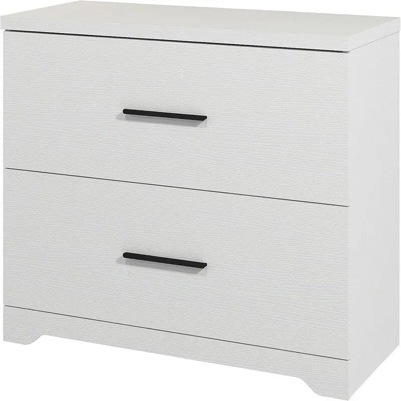 2-Drawer Wood Lateral File Cabinet with Full-Extension Glides White Black