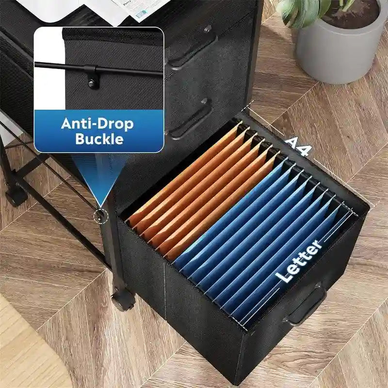Rolling Mobile File Cabinet with 3 Drawers, Black and Brown