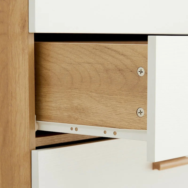 6-Drawer Dresser Chest Solid Wood Legs White Rosewood Storage Cabinet