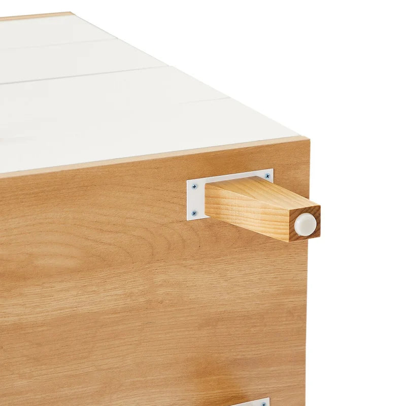 6-Drawer Dresser Chest Solid Wood Legs White Rosewood Storage Cabinet