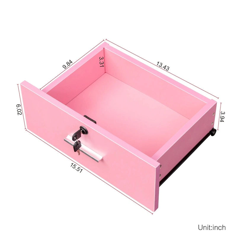 Tall Freestanding Storage Cabinet with Open Shelves Drawer Door White Pink