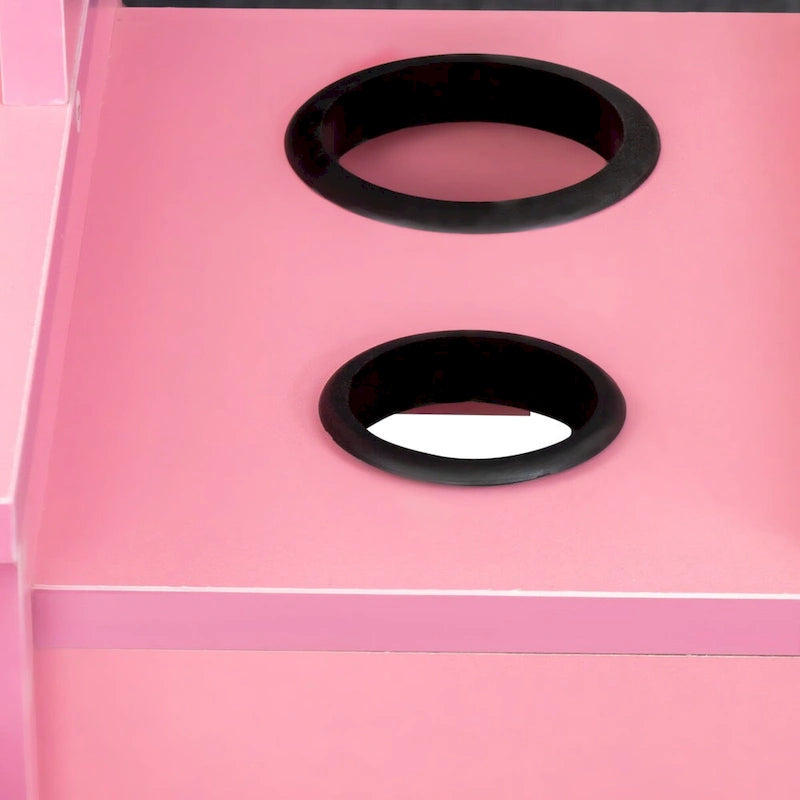 Tall Freestanding Storage Cabinet with Open Shelves Drawer Door White Pink