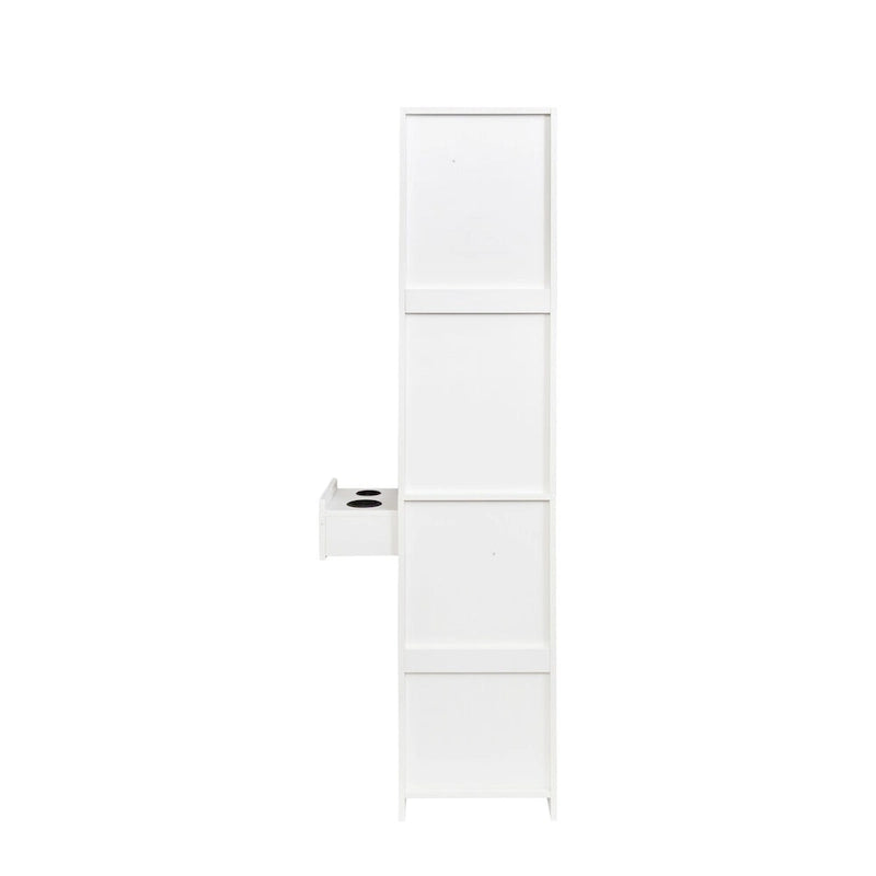 Tall Freestanding Storage Cabinet with Open Shelves Drawer Door White Pink