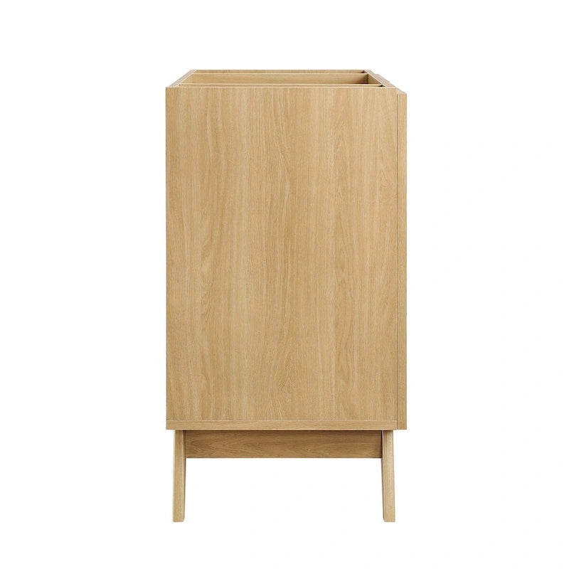 36 Inch Rattan Weave Bathroom Vanity Cabinet with Splayed Legs