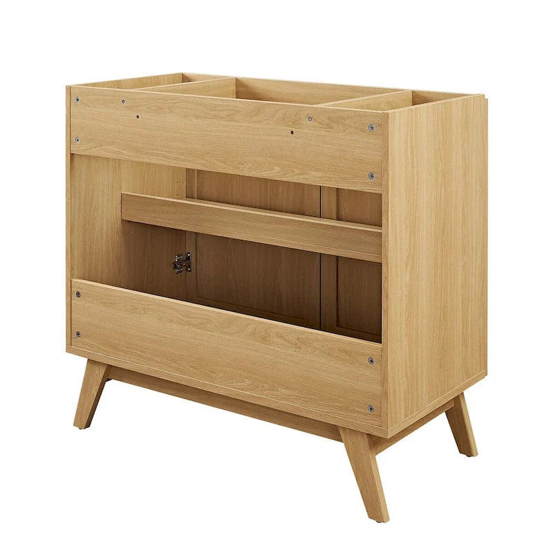 36 Inch Rattan Weave Bathroom Vanity Cabinet with Splayed Legs