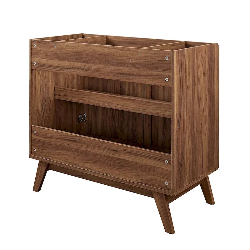 36 Inch Rattan Weave Bathroom Vanity Cabinet with Splayed Legs