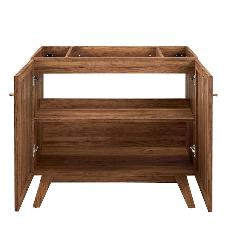 36 Inch Rattan Weave Bathroom Vanity Cabinet with Splayed Legs