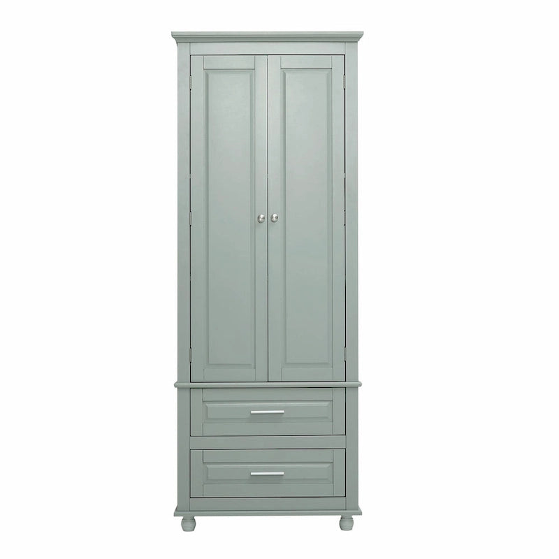 Modern White Grey MDF Tall Storage Cabinet with Drawers and Doors
