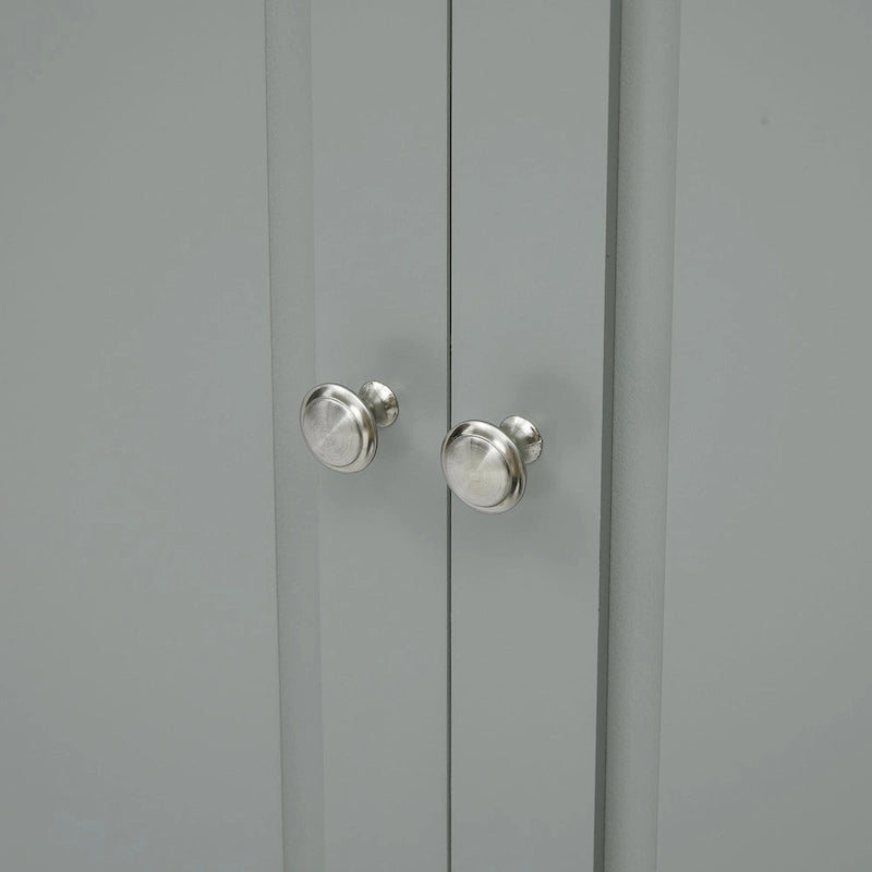 Modern White Grey MDF Tall Storage Cabinet with Drawers and Doors