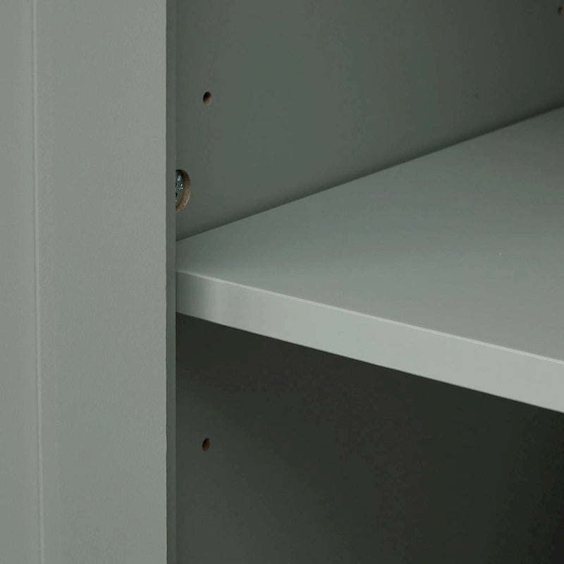 Modern White Grey MDF Tall Storage Cabinet with Drawers and Doors