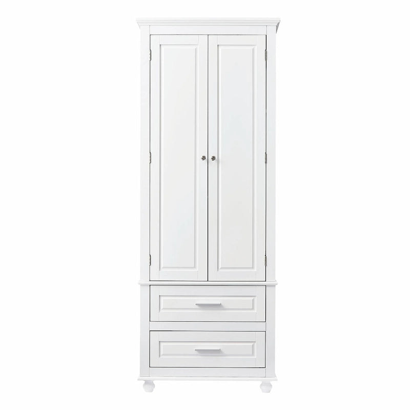 Modern White Grey MDF Tall Storage Cabinet with Drawers and Doors