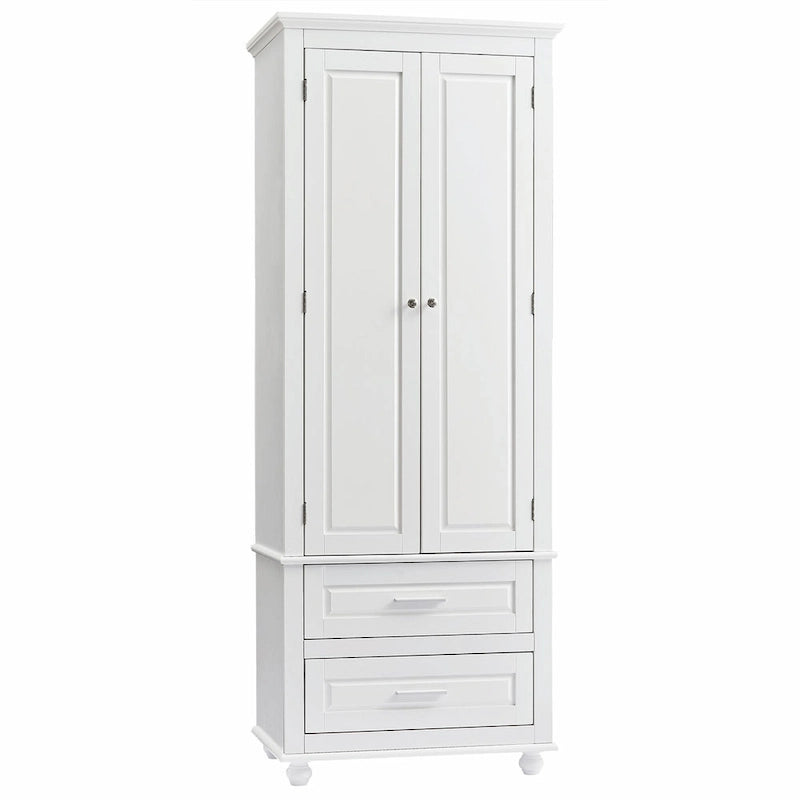Modern White Grey MDF Tall Storage Cabinet with Drawers and Doors