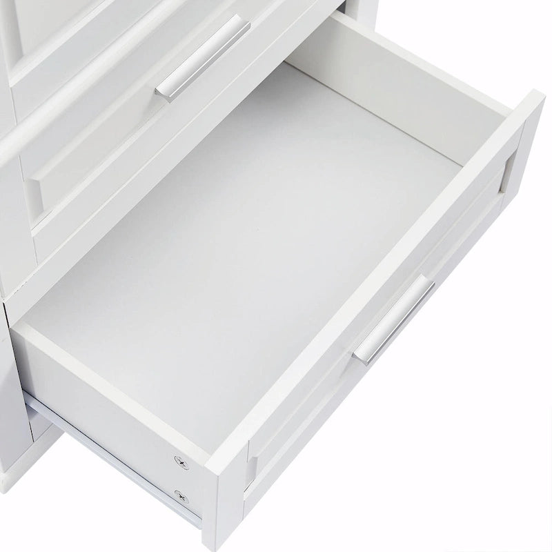 Modern White Grey MDF Tall Storage Cabinet with Drawers and Doors