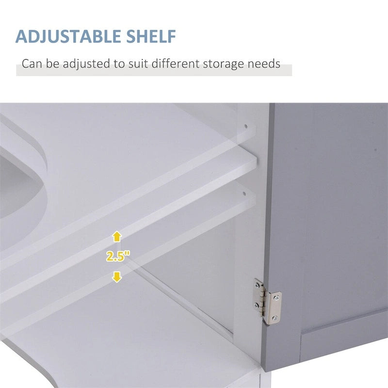 Under Sink Bathroom Storage Cabinet White Gray Double Door MDF