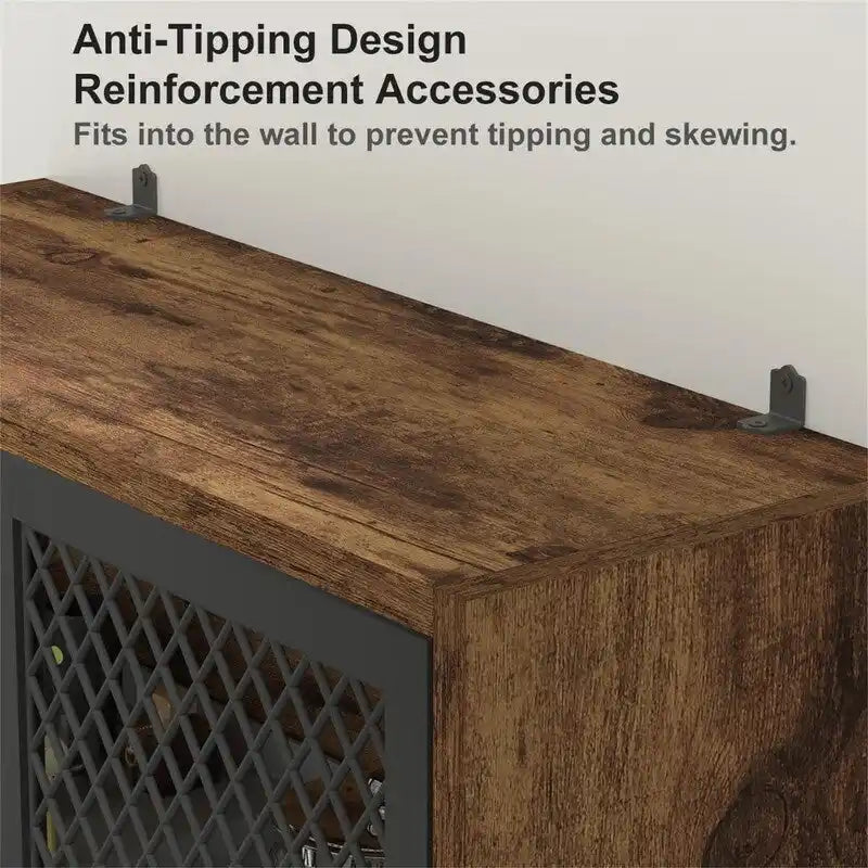 Over-Toilet Storage Cabinet with Mesh Doors Open Shelf Industrial Rustic Brown