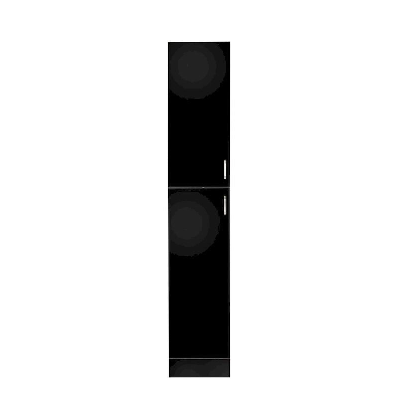 Slim Tall Freestanding Storage Cabinet with Fixed Shelves Black White
