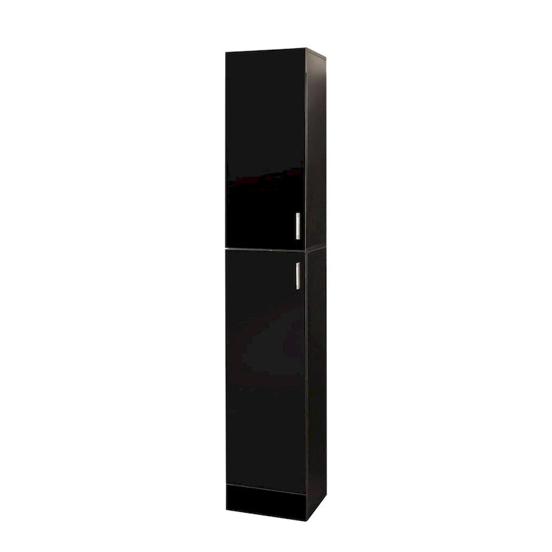 Slim Tall Freestanding Storage Cabinet with Fixed Shelves Black White