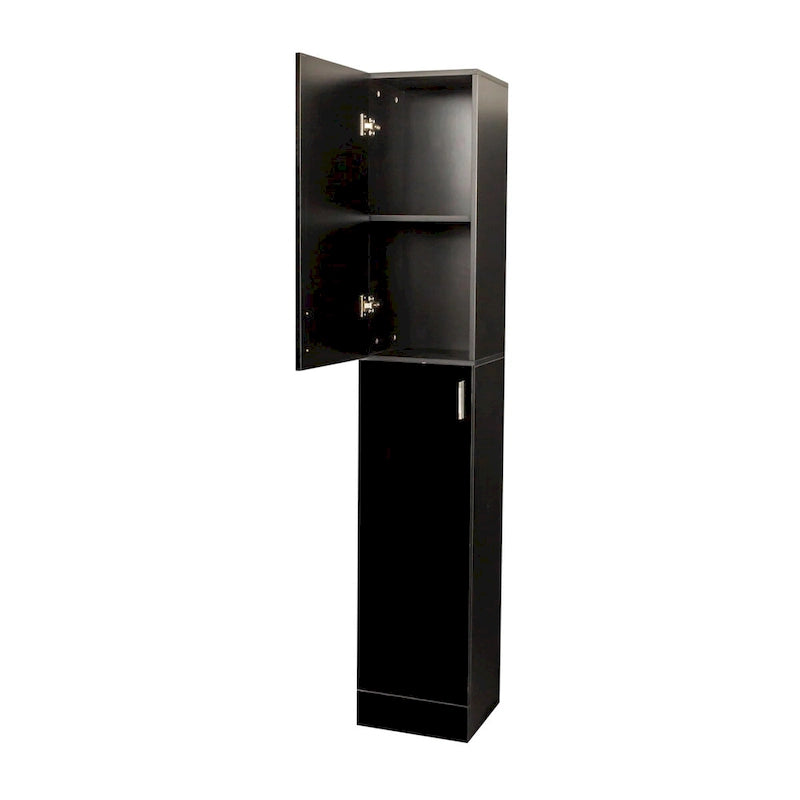 Slim Tall Freestanding Storage Cabinet with Fixed Shelves Black White