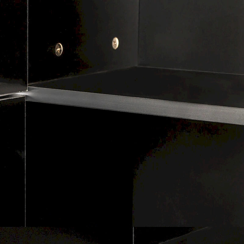 Slim Tall Freestanding Storage Cabinet with Fixed Shelves Black White