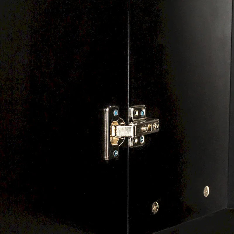 Slim Tall Freestanding Storage Cabinet with Fixed Shelves Black White