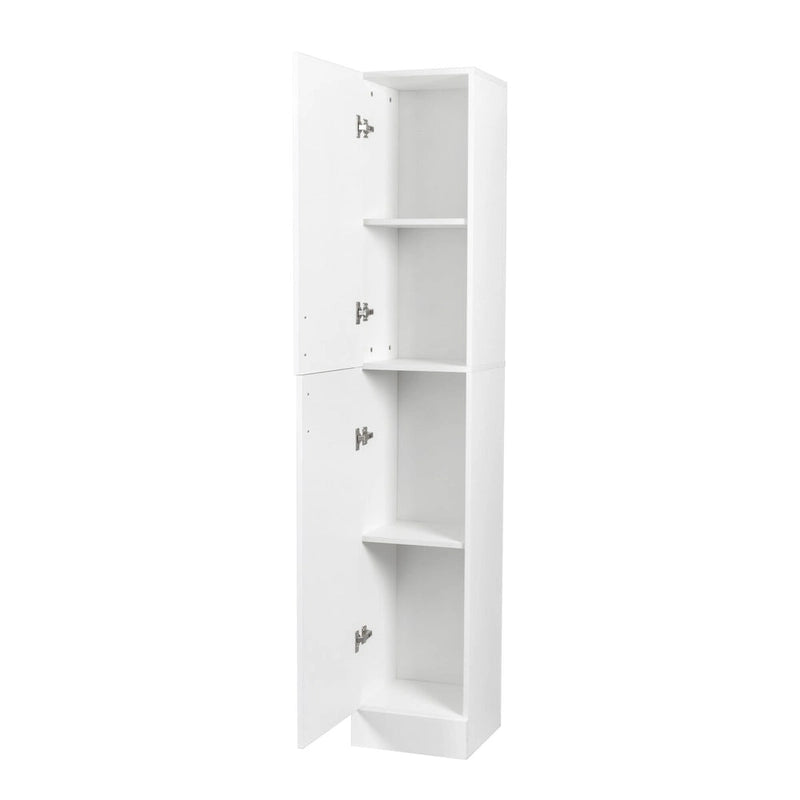 Slim Tall Freestanding Storage Cabinet with Fixed Shelves Black White