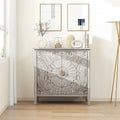Light Grey Carved Floral 2-Door Storage Cabinet with Adjustable Shelves