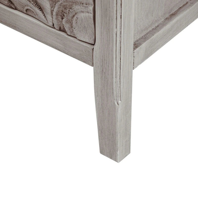 Light Grey Carved Floral 2-Door Storage Cabinet with Adjustable Shelves