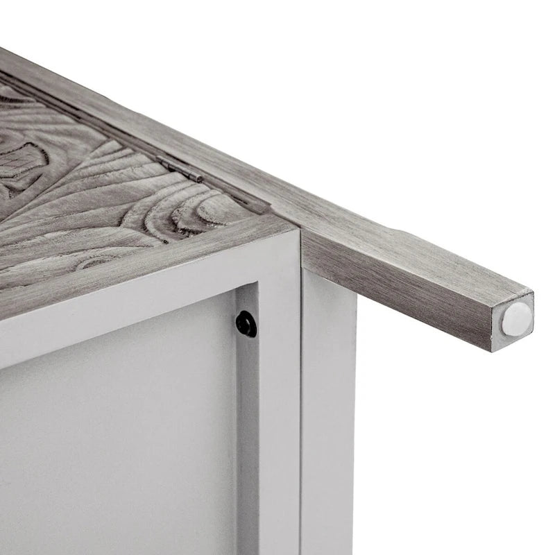 Light Grey Carved Floral 2-Door Storage Cabinet with Adjustable Shelves