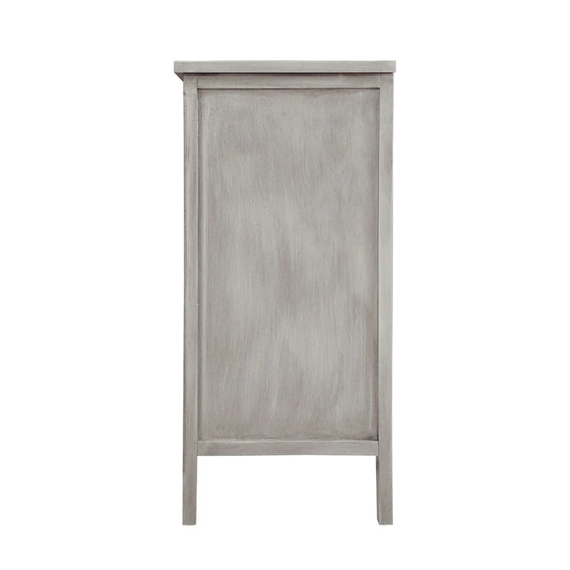 Light Grey Carved Floral 2-Door Storage Cabinet with Adjustable Shelves