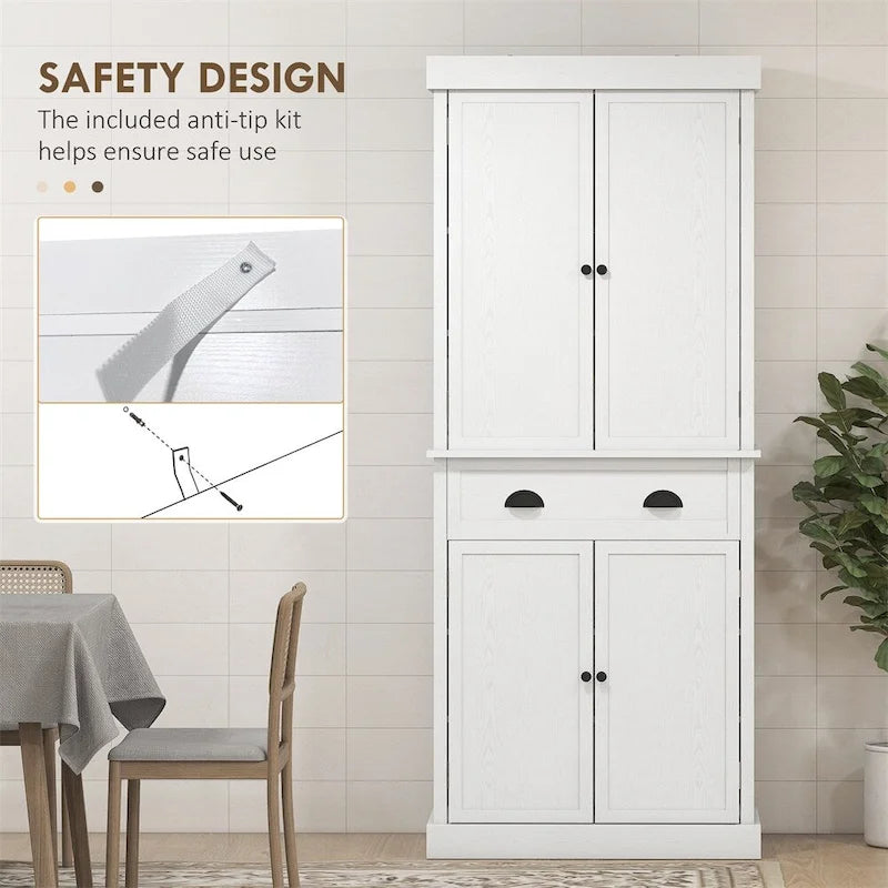 72.5 Kitchen Pantry Cabinet,Traditional Freestanding Storage Cabinet