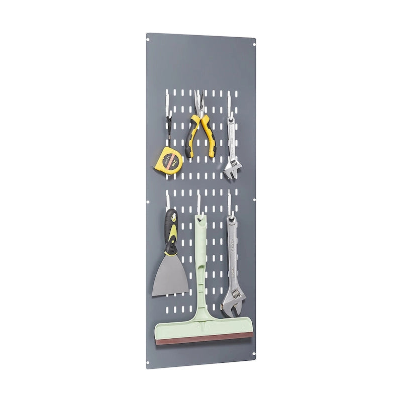 Tall Metal Storage Cabinet with Locking Double Doors and Ventilation Grey