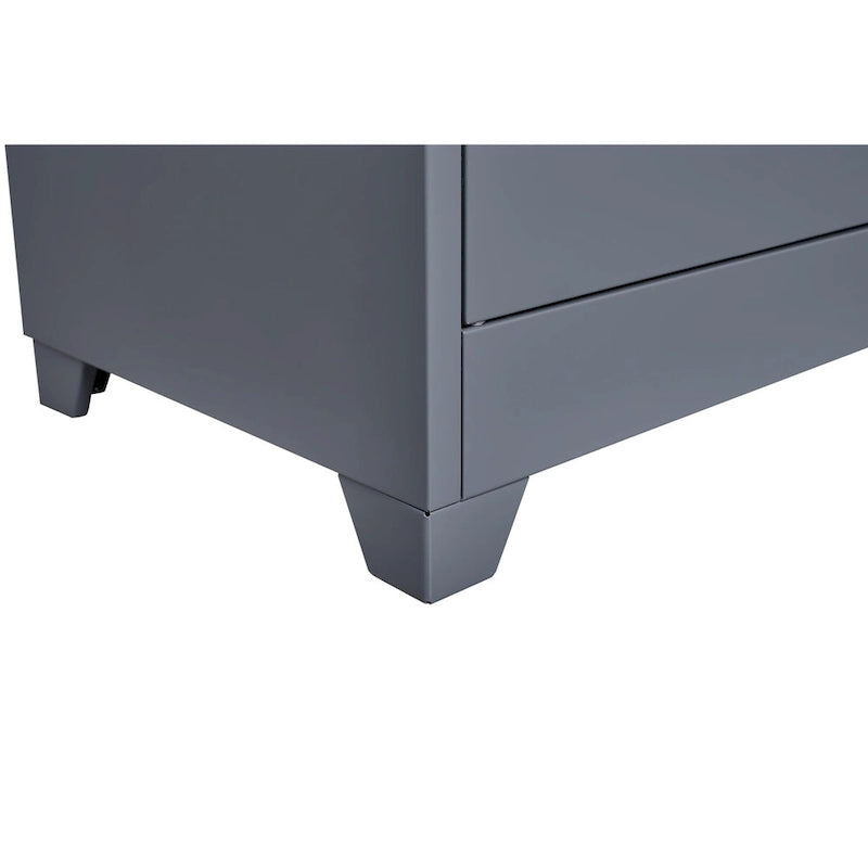 Tall Metal Storage Cabinet with Locking Double Doors and Ventilation Grey
