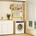 Freestanding Bamboo Laundry Room Shelf Rack Natural Wood Adjustable