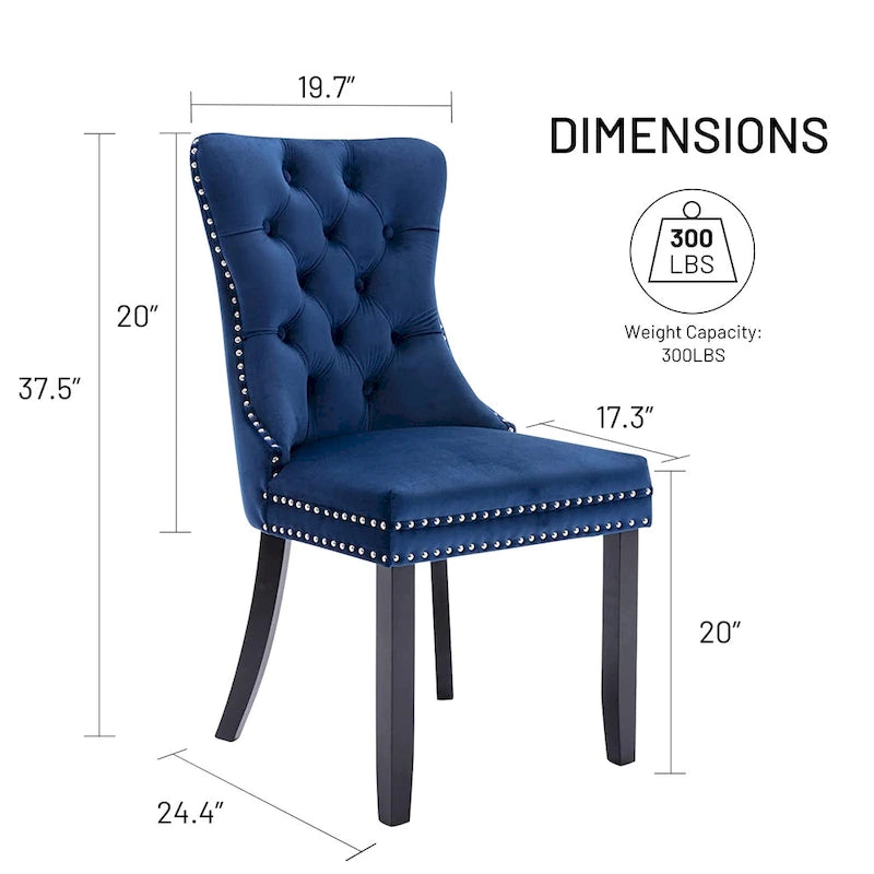 Ensemble de 6 chaises de salle à manger, chaises de cuisine de luxe en velours rembourré avec assise et dossier matelassés et pieds en bois massif - N/A